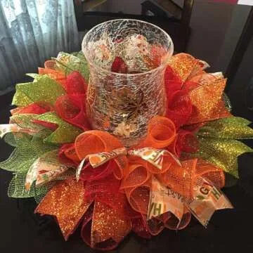 Vibrant LaRibbons Autumn Mesh Ribbon for Fall Decor