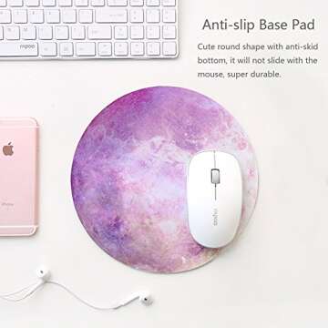 HaloVa Mouse Pad, Anti Slip Planet Mouse Mat for Desktops, Computer, PC and laptops, Customized Round Mouse Pad for Office and Home, Moon