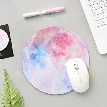 HaloVa Mouse Pad, Anti Slip Planet Mouse Mat for Desktops, Computer, PC and laptops, Customized Round Mouse Pad for Office and Home, Moon