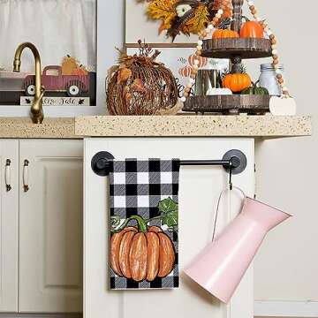 ARKENY Pumpkin Fall Kitchen Towels Set of 2,Maple Leaves Autumn Dish Towels 18x26 Inch,Farmhouse Hom...