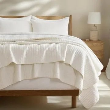 EVERGRACEHOME Ultra Soft Oversized Cross Stitch Cotton Quilt Bedding Set - 3 Pieces for Elegant Year...