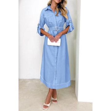 Stylish PRETTYGARDEN Women's Maxi Shirt Dress