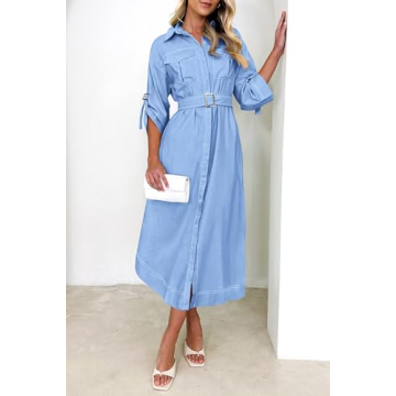 Stylish PRETTYGARDEN Women's Maxi Shirt Dress