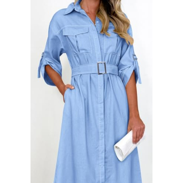 Stylish PRETTYGARDEN Women's Maxi Shirt Dress