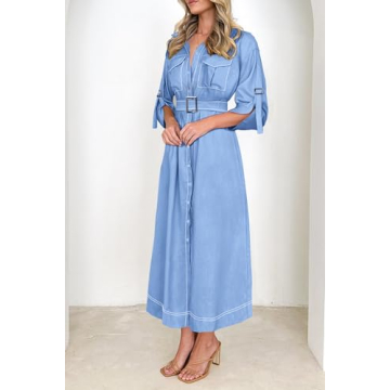 Stylish PRETTYGARDEN Women's Maxi Shirt Dress