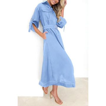 Stylish PRETTYGARDEN Women's Maxi Shirt Dress