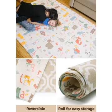 Large Waterproof Reversible Baby Play Mat Moroccan Beige