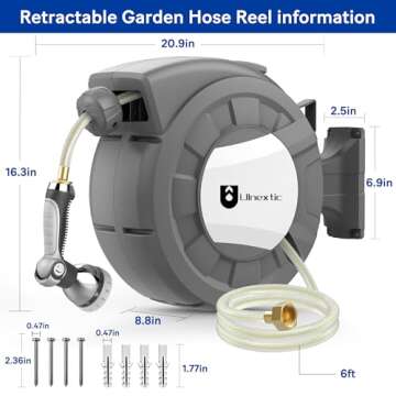 Retractable Garden Hose Reel 100 ft with 10 Spray Modes