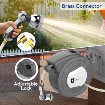 Retractable Garden Hose Reel 100 ft with 10 Spray Modes