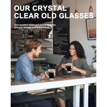 LUXU 24 OZ Glass Coffee Mugs Set for Hot & Cold Beverages