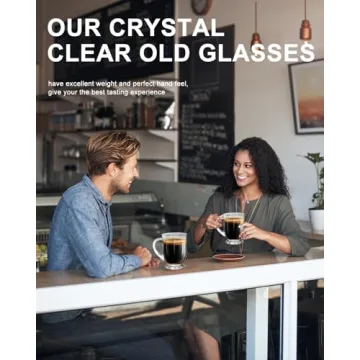 LUXU 24 OZ Glass Coffee Mugs Set for Hot & Cold Beverages