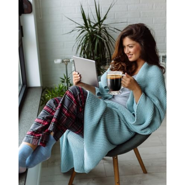 LUXU 24 OZ Glass Coffee Mugs Set for Hot & Cold Beverages