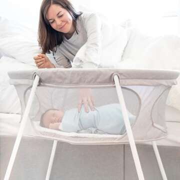 Regalo Baby Basics™ Infant Bassinet - Gray, Portable & Collapsible, Includes Padded Insert