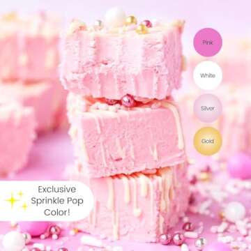 Pink Velvet Sprinkle Mix| Made In USA By Sprinkle Pop| Pastel Pink White Sprinkles with Gold Silver ...