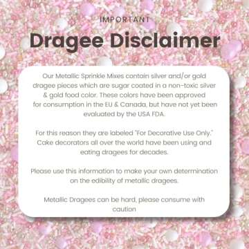 Pink Velvet Sprinkle Mix| Made In USA By Sprinkle Pop| Pastel Pink White Sprinkles with Gold Silver Metallic Dragee| For Decorating Princess Baby Shower Gender Reveal Cake Cupcakes Donut Brownies, 4oz