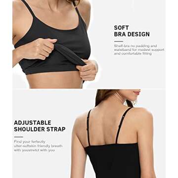 Air Curvey Women Camisole with Shelf Bra Adjustable Spaghetti Strap Cotton Undershirts 3 Pack Layeri...