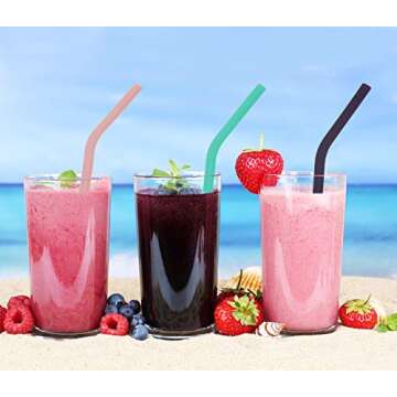 Senneny Set of 12 Silicone Drinking Straws for 30oz and 20oz - Reusable Silicone Straws BPA Free Extra Long with Cleaning Brushes- 6 Straight + 6 Bent- 6mm diameter