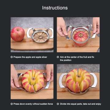 Apple Slicer, 12-Blade Stainless Steel Apple Cutter, Sturdy and Sharp
