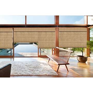 Letau Cordless Wood Window Shades Blinds, Bamboo Light Filtering Roller Shades, Color 12