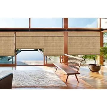 Letau Cordless Wood Window Shades Blinds, Bamboo Light Filtering Roller Shades, Color 12