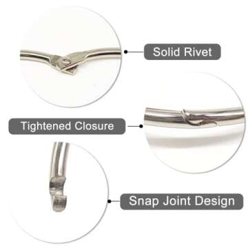 OWLKELA Binder Rings 50 Pcs, Assorted Sizes, Nickel Plated, Loose Leaf Binder Ring, Rings for Flash Cards, Index Card Rings, Book Rings, Ring Hooks, Paper Rings for School, Home or Office