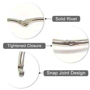 OWLKELA Binder Rings 50 Pcs, Assorted Sizes, Nickel Plated, Loose Leaf Binder Ring, Rings for Flash Cards, Index Card Rings, Book Rings, Ring Hooks, Paper Rings for School, Home or Office