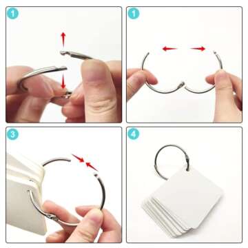 OWLKELA Binder Rings 50 Pcs, Assorted Sizes, Nickel Plated, Loose Leaf Binder Ring, Rings for Flash Cards, Index Card Rings, Book Rings, Ring Hooks, Paper Rings for School, Home or Office