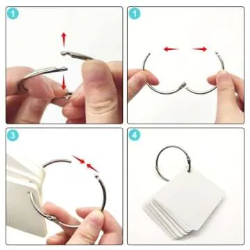 OWLKELA Binder Rings 50 Pcs, Assorted Sizes, Nickel Plated, Loose Leaf Binder Ring, Rings for Flash Cards, Index Card Rings, Book Rings, Ring Hooks, Paper Rings for School, Home or Office