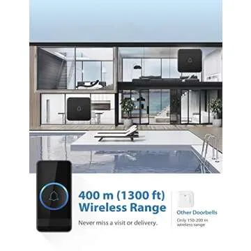 AVANTEK Wireless Doorbell, D-3B Waterproof Door Chime Kit Operating at over 1300 Feet with 2 Plug-In Receivers, 52 Melodies, CD Quality Sound and LED Flash