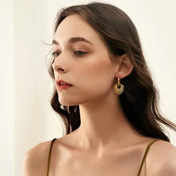 BUEMMR Trendy Gold Heart Dangle Earrings for Women