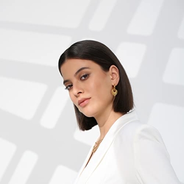 BUEMMR Trendy Gold Heart Dangle Earrings for Women