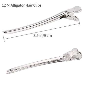 Alligator Hair Clips Metal Duck Bill Hair Clips for Styling - with Holes 3.5 inch Professional Sectioning Clips for Salon and Women Girls Accessories Silver