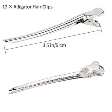 Alligator Hair Clips Metal Duck Bill Hair Clips for Styling - with Holes 3.5 inch Professional Sectioning Clips for Salon and Women Girls Accessories Silver