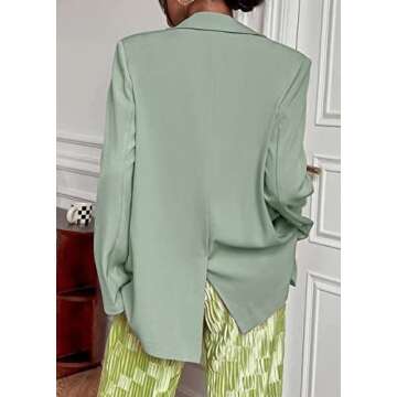 Womens Casual Blazers Long Sleeve Oversized Lapel Button Work Office Lightweight Jackets Green