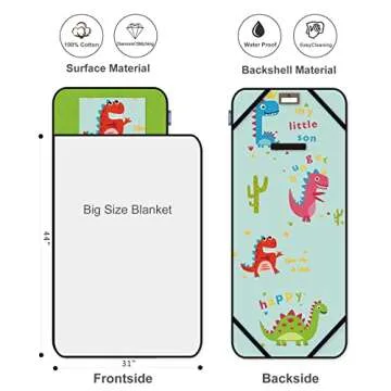 KRAND Kids Nap Mat with Washable Pillow and Blanket All-in-One Comfy Bedding for Toddler Boys & Girls Preschool Daycare Cot,Features 100% Cotton Sleep Side and Elastic Straps -Brave Dinosaur