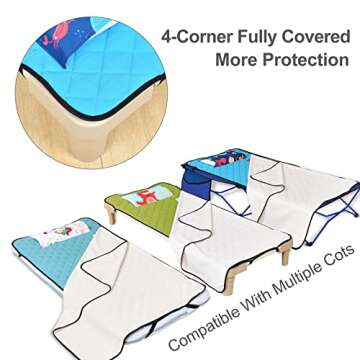 KRAND Kids Nap Mat with Washable Pillow and Blanket All-in-One Comfy Bedding for Toddler Boys & Girls Preschool Daycare Cot,Features 100% Cotton Sleep Side and Elastic Straps -Brave Dinosaur