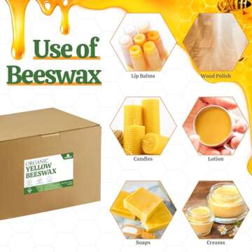 YASNAY Yellow Beeswax Pellets 10LB, 100% Organic Beeswax, Beeswax for Candle Making, Body, Skin Care DIY, Lip Balm and Soap Making Supplies