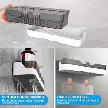 WeshyiGo 2-Pack Shower Caddy, Separable Shower Organizer with Soap Dish and Hooks, No Drilling Double Layer Shower Shelf, Used for Bathroom and Kitchen (Black)