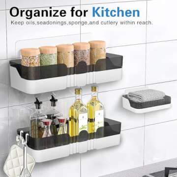 WeshyiGo 2-Pack Shower Caddy, Separable Shower Organizer with Soap Dish and Hooks, No Drilling Double Layer Shower Shelf, Used for Bathroom and Kitchen (Black)