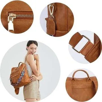 KOOIJNKO Women Backpack Purse Vintage Rucksack Convertible