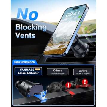 VANMASS Magnetic Car Mount for All Phone Models 2025