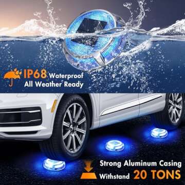 Quntis Solar Deck Lights for Outside 12 Pack, 3 Color Modes Deck Lights Solar Powered Outdoor IP68 Waterproof, Solar Driveway Lights for Stair Deck Pathway Walkway Road (Blue/Cool White/Warm White)