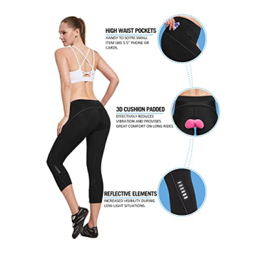 BALEAF Women's Cycling Pants with 3D Gel Padding and Pockets