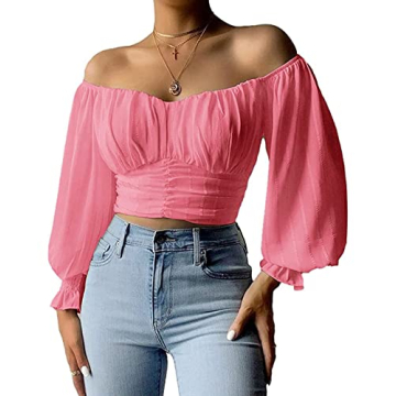 MIRACMODA Women's Elegant Off Shoulder Puff Sleeve Blouse - Summer Essential