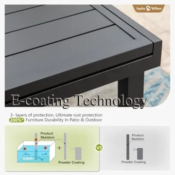 Sophia & William Black Expandable Outdoor Dining Table for 6-8