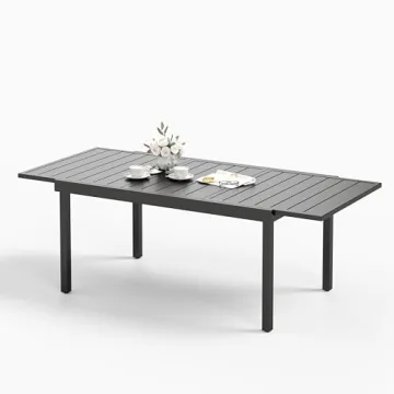Sophia & William Black Expandable Outdoor Dining Table for 6-8