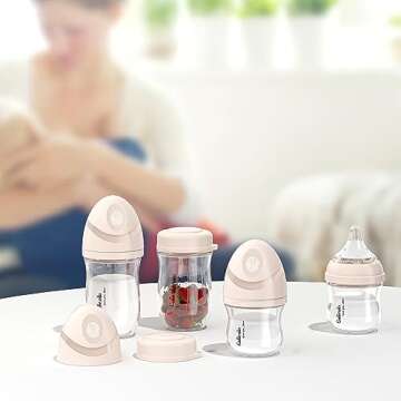 Gulicola Natural Glass Baby Bottle for Breastfeeding Babies, Newborn Anti-Colic Bottle Set with Slow...