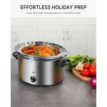 Syntus Slow Cooker Liners, 30 Count Cooking Bags Extra Large Size Disposable Pot Liners Plastic Bags, Fit 6QT to 10QT for Slow Cooker Cooking Trays, 14"x 22", 30 Liners