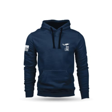 Nine Line Flagschematic Hoodie Navy - Dropline logo and american flag on sleeve - Pill-resistant smooth finish (US, Alpha, XX-Large, Regular, Regular)