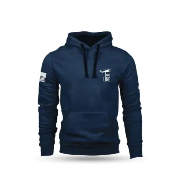 Nine Line Flagschematic Hoodie Navy - Dropline logo and american flag on sleeve - Pill-resistant smooth finish (US, Alpha, XX-Large, Regular, Regular)
